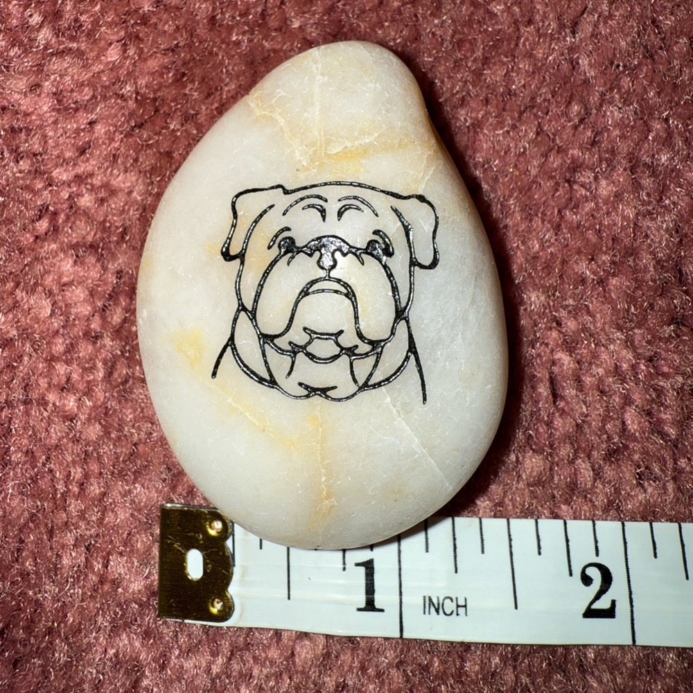 Decorative White Stone with Bulldog‎ Design